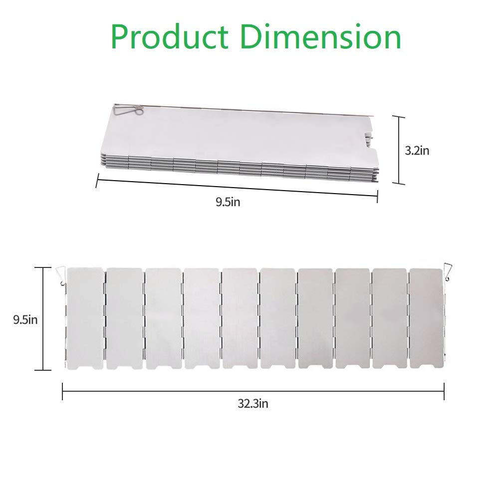 10-Panel Aluminum Stove Windscreen for Camping