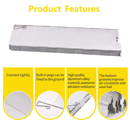 10-Panel Aluminum Stove Windscreen for Camping