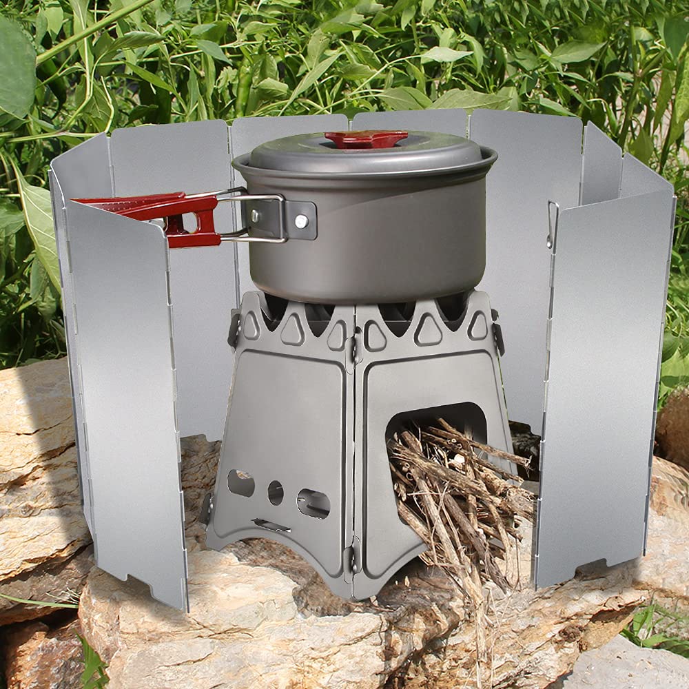 10-Panel Aluminum Stove Windscreen for Camping